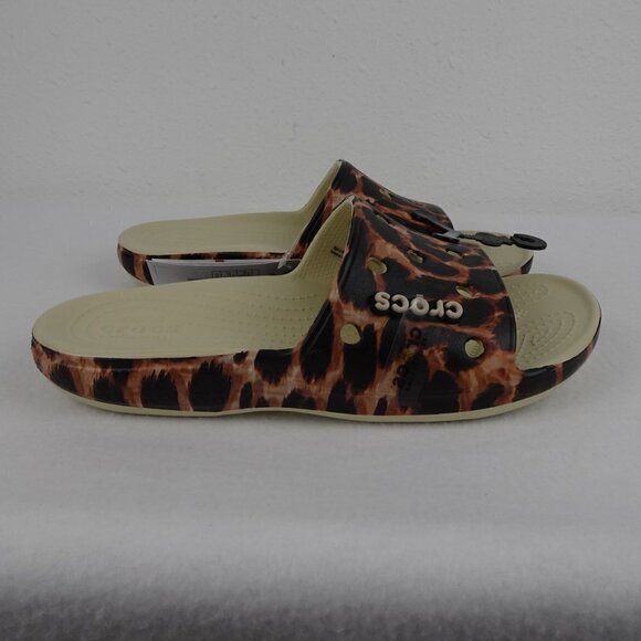 Crocs Leopard Print Slides Men Size 9 US Women Size 11 Animal Print Sandals - Picture 3 of 9
